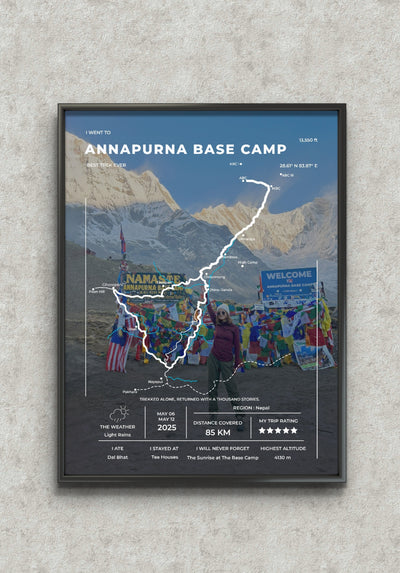 Frame Your Trek - A3 Size - Printed Rolled Art / Annapurna Base Camp